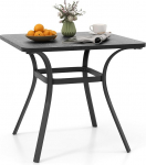 COSTWAY metallist aialaud, 80 x 80 x 73 cm, terrassilaua puidust efektiga lauaplaat, r&otilde;dulaua 4 inimesele, s&ouml;&ouml;gilaud &otilde;ue, &otilde;ue, aeda, hall