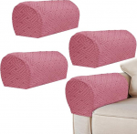 LINGXIYA Stretch Diivan Armrest Covers, komplekt 4, pehme korallvillane fliisist diivanivarre kate, libisemiskindlad k&auml;ekatted, tugitooli slipcovers, k&auml;e kaitsjad toolidele / diivanitele / puhkealustele (roosa)