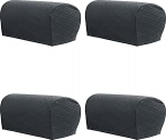 LINGXIYA Stretch-Couch-Armlehnenbez&uuml;ge, bequeme Polyester-Armlehnenbez&uuml;ge f&uuml;r St&uuml;hle, kratzfeste Sofa-Armkappen, Sessel-Schonbez&uuml;ge f&uuml;r M&ouml;belschutz, Dunkelgrau, 4 St&uuml;ck
