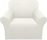 Super Stretch Diivan Cover 1 Piece Universal Couch Cover for Dogs Cats Elastic Jacquard Sofa Cover with Armrests (1 Seater, Cream)