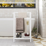 HAHRIR 3-astmeline metallist r&auml;tikuhoidja, v&auml;ike vabalt seisev r&auml;tikuhoidja vannituppa, ruumi s&auml;&auml;stmine, magamistuba, vannituba, basseiniriiul (valge, 43 x 27 x 76 cm)