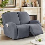 KinCam Stretch tugitooli kaitse koos k&auml;etoega, Wing Chair Cover, tugitooli kaitse l&otilde;&otilde;gastavale toolile ja teleritoolile, pehme pestav diivanikate lastele, koertele ja lemmikloomadele (2-kohaline, tumehall)