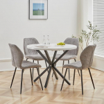 S&ouml;&ouml;gilaua ja toolide komplekt, 100 cm &uuml;mmargune s&ouml;&ouml;gilaud ja 4 linast s&ouml;&ouml;gitooli, 4 tooli ja laud k&ouml;&ouml;ki, s&ouml;&ouml;gituppa ja elutuppa (Hall/ST, 100 x 100 x 76,5 cm)