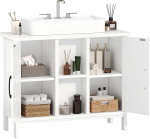 YITAHOME Vanity Unit kahe suletud kapielemendiga, vannitoakapp 70 cm lai, vannitoakapp avatud riiulitega, aluskapp valamuga, valge