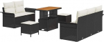 Garten-Sofa-Set 8 tk Schwarz Poly-Rattan Gartenm&ouml;bel Model3362080