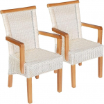 S&ouml;&ouml;gitoa toolid 2 komplekt k&auml;etoedega rotangist toolid Valge Perth rotangist punutud toolid J&auml;tkusuutlik v&auml;rv ilma istmepehmenduseta