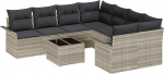 9-teilige Garten Sofa Set mit Kissen Hellgrau Poly Rattan, 2-Sitzer Garten Sofa mit Stauraum & Kissen Hellgrau Poly Rattan Gartenlounge Model3353971