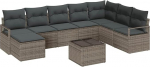 8-teiliges Garten Sofa Set mit Kissen Schwarz Poly Rattan, 2-Sitzer Garten Sofa mit Kissen Grau Poly Rattan Gartenlounge Model3346509