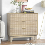 Skokliz Chest of Drawers, Sideboard with 3 Drawers, Modern Drawer Cabinet in Natural Wood Look, 80 x 40 x 80.5 cm, Made of MDF and Metal, for Bedroom, Living Room, Hallway Furniture