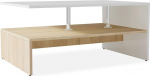 Festnight - Puidust kohvilaud | PVC servadega kohvilaud | Elutoa laua k&otilde;rvallaud | Hoiuriiuliga 90 x 59 x 42 cm Tammepruun ja valge