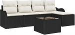 5-teiliges Garten Sofa Set mit Kissen Braun Poly Rattan, 2-Sitzer Garten Sofa mit Stauraum & Kissen Schwarz Poly Rattan Gartenlounge Model3354336