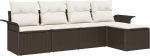 5-teiliges Garten-Sofa-Set mit Kissen in Braun Poly Rattan, 2-Sitzer Garten-Sofa mit Stauraum & Kissen in Braun Poly Rattan Gartenlounge Model3353987