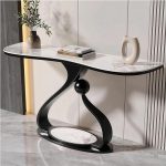 Konsolentisch Moderner Konsolentisch F&uuml;r Den Eingangsbereich, Eingangstisch F&uuml;r Das Wohnzimmer Zu Hause F&uuml;r Flure Und Foyers Mit Steinplattenplatte Und Metallbasis(Black,150cm/59in)