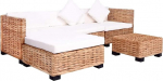 Rattan-Sofagarnitur Ecksofa Set mit Polstern, Braun-Wei&szlig;, f&uuml;r Innenbereich, 67x67x58 cm Terrassensofad, Gartenm&ouml;bel Model244626
