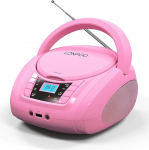 LONPOO kaasaskantav CD-m&auml;ngija Boombox FM-raadio/Bluetooth/USB/AUX sisendiga, 3,5 mm k&otilde;rvaklapipesa, 2 x 2 W selge stereoheli (LP-D03P)