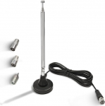 Maswell DAB DAB+ antenn FM raadioantenn Digitaalne teleskoopantenn siseruumides kasutamiseks koos magnetilise aluse pikenduskaabliga 75 Ohm FM raadiotuunerile Stereo AV HiFi vastuv&otilde;tja jaoks