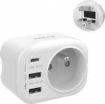 VINTAR 1 x Adaptor Prise Anglaise UK Angleterre Fran&ccedil;aise Adaptateur de Voyage Avec 2 USB-A et 1 USB-C 3A, Adaptor Prise France vers UK Ireland Malaisie Singapour, Type G
