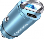 SYNCWIRE 90W sigaretis&uuml;&uuml;taja USB C & USB autoadapter [PD 45W & QC 45W] Super Mini metallist autolaadija USBC kiirlaadija, &uuml;hildub iPhone 15 14 13 12 Pro Max, Google Pixel 7, Samsung, sinine