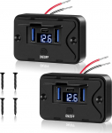 KKMOL USB-pesa 12 V autolaadija mobiiltelefoni kiirlaadija koos LED-voldim&otilde;&otilde;turiga 72 W Dual QC3.0 USB & PD3.0 Type C kiirlaadimise pistikupesa paneel autole Motorhome mootorratta veoauto paadile