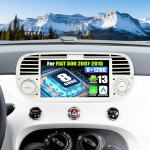 SIXWIN 8-Core 6+128G Android 13 Carplay/Android Car/DSP autoraadio Fiat 500 2007-2015.7-tolline puuteekraaniga raadio koos GPS WiFi Bluetooth 5.0 USB FM RDS Mirror Link + 32 Band EQ (valge)