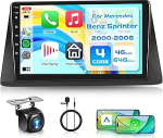 4G + 64G 9-tolline Android 15 autoraadio Mercedes Benz Sprinter 2000-2006 koos Carplay Android Auto traadita puuteekraaniga 1280 x 720 navigatsioon GPS peeglilink Bluetooth FM/RDS/DAB/DVR/EQ/USB WiFi SWC