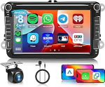 Hodozzy 6G+128G 8-tuumaline Android autoraadio VW Passat Golf Jetta EOS Polo Touran Seat Sharanile koos Carplay Android autoga, 8-tolline puuteekraan koos Bluetooth navigatsiooniga WiFi USB DSP FM / RDS raadio tagasip&ouml;&ouml;ramisega