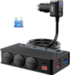 180 W sigaretis&uuml;&uuml;taja jagur 9 in 1 sigaretis&uuml;&uuml;taja USB C 12 V/24 V autolaadija adapter 6-pordiline USB adapter auto PD3.0 & QC3.0 koos LED voltmeetriga 4 eraldi l&uuml;litiga kiirlaadija