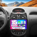CAMECHO 4G+64G Android 13 Autoradio f&uuml;r Peugeot 206 206CC 206SW/Citroen C2 mit Navi Carplay Android Auto, 9-Zoll Bildschirm Doppel Din Autoradio mit Bluetooth RDS 32EQ Mirror Link