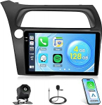 Roinvou 4+128G autoraadio Android 15 Honda Civic VIII 2006-2011 traadita Carplay Android autole, 9-tolline autoraadio Incell puuteekraaniga GPS navigatsiooniga Bluetooth EQ WiFi RDS FM SWC MIC tagurdamine
