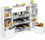 IDMarket - Mana Children's Storage Cabinet with 7 Shelves, 9 Fabric Boxes and 2 Cubes on Wheels, White