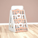 WDW Kids 4 in 1 Plastic Bookcase + Whiteboard + Drawing Board + Storage Shelf with Easy Access 4 Display Shelves for Children's Room, Playroom, Nursery - 81 x 60 x 55 cm