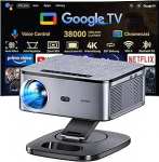 Projektor 4K 1500 ANSI & Google TV/Auto Focus: Full HD 1080P 38000 luumen XIWBSY nutiprojektor WiFi 6, Bluetooth 5.2, HDR10, h&auml;&auml;lassistent, kodukino ja v&auml;liprojektor.