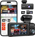REDTIGER F17 Elite 4K 3-kanaliline Dashcam auto, STARVIS 2 IMX678 & IMX 675, 128GB kaart, t&auml;isv&auml;rviline &ouml;&ouml;sel, 4K + 2.5K + 1080P eesmine ja tagumine siseruum, h&auml;&auml;ljuhtimine, 5GHz WiFi 6, GPS, HDR, parkimisrežiim