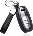 HIBEYO Intelligentne auto v&otilde;tme&uuml;mbris sobib Audi v&otilde;tme&uuml;mbris TPU nupu kaitsev silikoonist kaitse Audi A4 A5 A6 A7 Q5 Q7 Q8 RS SQ 3-nupuga v&otilde;tmekarbi &uuml;mbris Kaugjuhtimispult lilla must