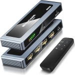 NEWCARE 8K HDMI Switch 3 in 1 Out, 4K @ 120Hz Alumiinium HDMI Switch 3 in 1 Out koos kaugjuhtimispuldiga, 3 porti HDMI Switcher toetab 8K @ 60Hz 48Gbps HDR10+ VRR