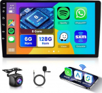 Hodozzy 8-tuumaline 6G + 128GB Android Autoradio 9-tolline Carplay IPS puuteekraaniga autoraadio juhtmevaba Android auto GPS Navi, Bluetooth, Mirror Link, WiFi, USB, FM RDS, DSP/EQ, tagurduskaamera juhtimine