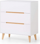 Julian Bowen Alicia 3 Drawer Wide Chest Scandinavian Modern Retro White & Oak
