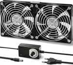 2 x 120 mm korpuseventilaator 12 V PC ventilaator metallv&otilde;re kaitsega, AC 220 V-240 V arvutiventilaator reguleeritava kiirusega, harjadeta jahutusventilaator arvutile/serverile / AV-kabiinile / marsruuterile