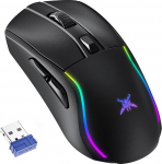 TECKNET traadita m&auml;nguhiir, RGB laetav hiir 24000 DPI-ga, 2.4G/USB-C/Bluetooth ergonoomiline m&auml;nguhiir 6 programmeeritava nupuga, 1000Hz p&auml;ringumiskiirus, 300 IPS PC/Mac Gamerile