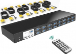 MT-VIKI VGA KVM Switch 16 Port USB VGA KVM Switch 16 Port 1U Rackmount jaoks Sisaldab 16 x KVM kaablit IR puldi 2 x Rack Mount 2 x Rack Mount