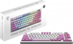 MSI Forge GK600 TKL W Violet FR - MECHANILINE LINEAR SWITCHES - PBT klahviklapid v&auml;rvsublimatsioonitr&uuml;kiga, libisemiskindel alus, RGB LED, USB 2.0, Bluetooth, 2.4 GHz - ilma numbrilise klaviatuurita