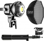 GVM LED-videovalgus koos Softboxi ja valgusalusega, 80 W Bowens COB videovalgus stuudiovalgus 11500 lux @ 1 m 5600 K p&auml;evavalgus fotograafia pidev valgus stuudiofoto video YouTube striimimise rakenduse kontroll CRI97 +