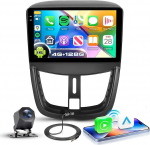 4G + 128G autoraadio Android 15 Peugeot 207 2006-2015 jaoks, 9-tolline mobiiltelefoni HD puuteekraan koos juhtmevaba Carplay Android autoga, autoraadio tugi GPS Wi-Fi USB Bluetooth FM RDS tagurduskaamera