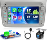 Autoradio 2G + 64G Android 15 Alfa Romeo MITO 2008-2016, 7-tolline HD puuteekraaniga autoraadio traadita Carplay Android auto DAB + GPS Wi-Fi Bluetooth 2USB FM RDS raadio tagurduskaameraga