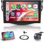 8 Core 6G + 128G Android 15 autoraadio Toyota RAV4 2007-2012 traadita Carplay Android auto, 9-tolline puuteekraaniga autoraadio koos navigatsiooniga GPS WiFi peeglilink Bluetooth FM/RDS/DSP EQ/USB/SWC tagumine osa