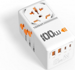 TESSAN 100 W GaN reisiadapter kogu maailmas, kiirlaadimisadapter, reisipistik kogu maailmas 2 USB C, 2 USB A, reisiadapter EL USA UK Itaalia Jaapan Tai Austraalia Kanada