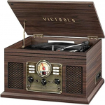Victrola Nostalgic 6-in-1 Bluetooth plaadim&auml;ngija ja multimeediakeskus integreeritud k&otilde;lariga, kolme taasesituskiirusega, CD- ja kassetim&auml;ngija, FM-raadio, espresso, VTA-200B-ESP-INT