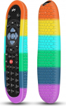 Kaitsekott originaal Sky Q h&auml;&auml;lpuldi SKY135 jaoks, Silikoonkate SKY Q Touch ja Non-Touch kaugjuhtimispuldi varrukas naha hoidja aku tagakaitsja universaalne Rainbow
