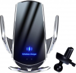 Traadita laetav telefonihoidja, 15 W auto mobiiltelefoni hoidja laadimisfunktsiooniga, 360&deg; p&ouml;&ouml;ratav mobiiltelefoni hoidja, kiire traadita laadija, induktiivne laadimisjaam, auto mobiiltelefoni hoidja ventilatsiooni jaoks (h&otilde;bedane)