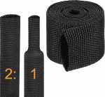 hankekaart Schrumpfschlauch, 2:1 suhe, 13/16 Zoll, ID, 91 cm, geflochtene Kabelh&uuml;lsen, Stoff, gewebt, schrumpfbar, Schlauchschutz, f&uuml;r Kabelbaum, Kabelmantel, Schlauchdraht, Schwarz